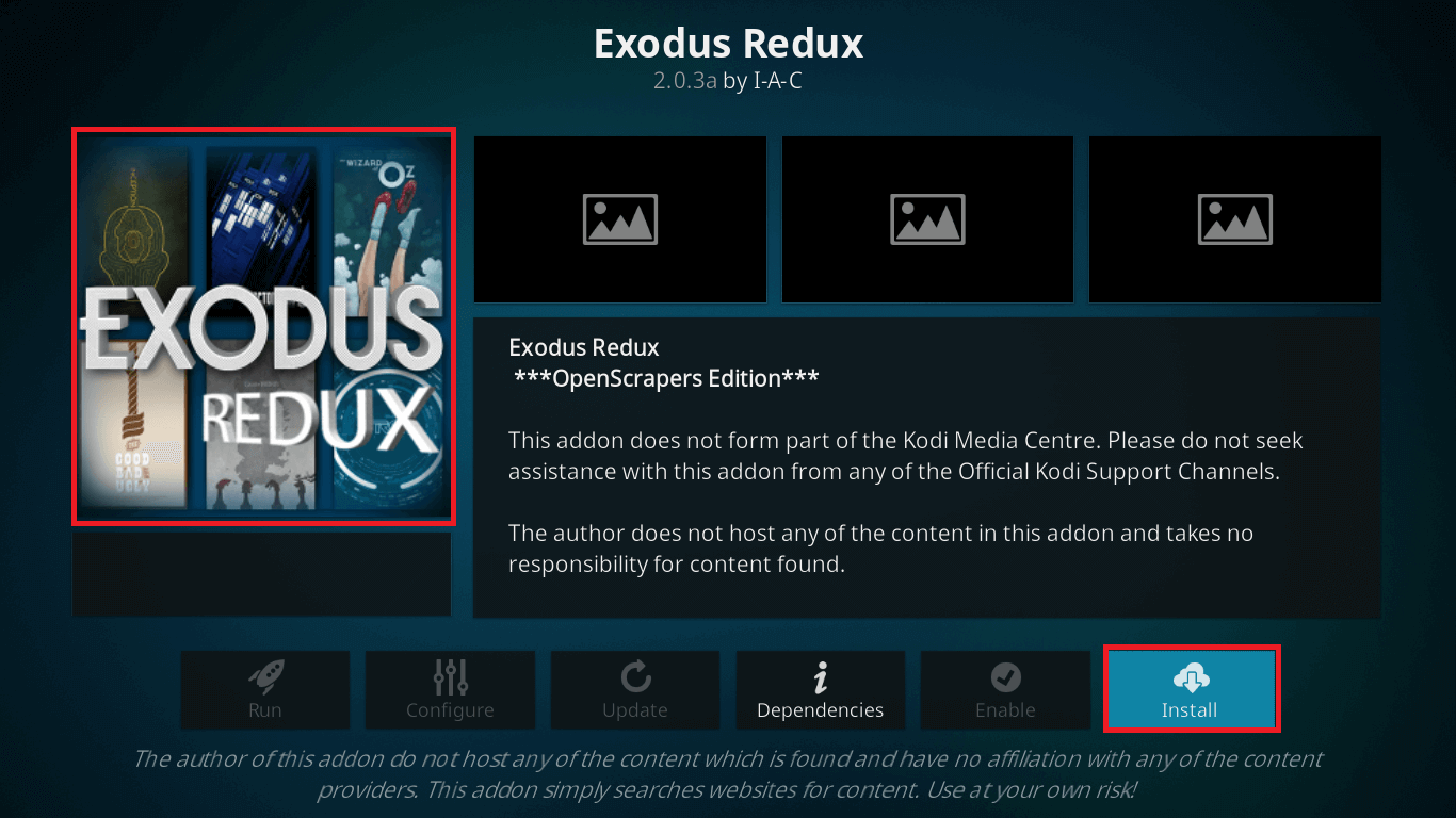 Click on Install to get Exodus Redux