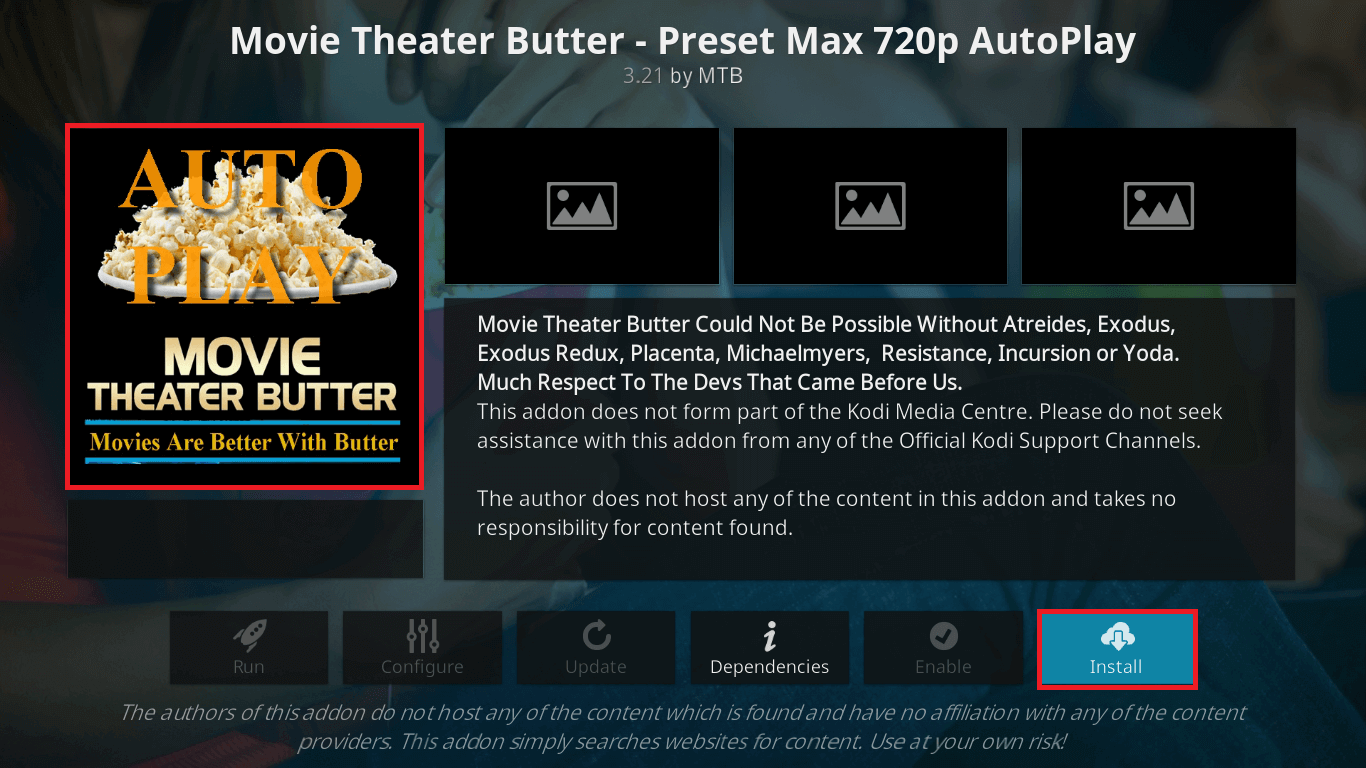 Install Movie Theater Butter Addon on Kodi Leia