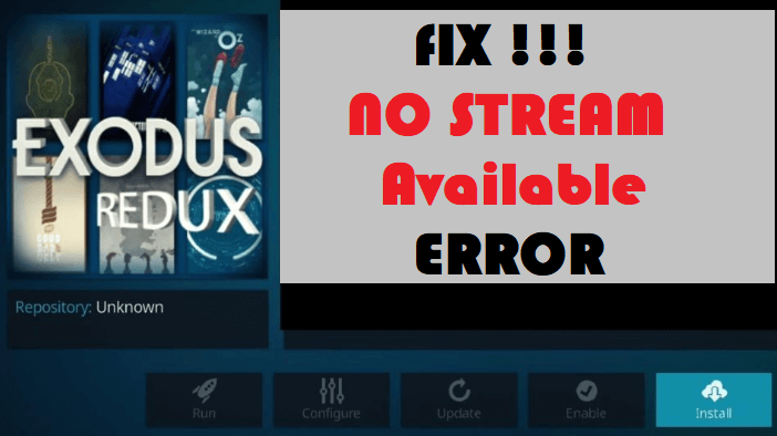 kodi exodus redux no stream available